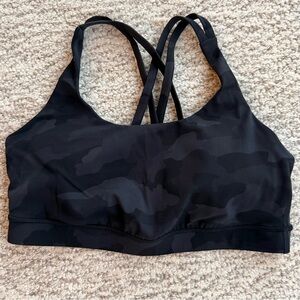 Lululemon Energy Bra *Medium Support, B–D Cups Black Camo